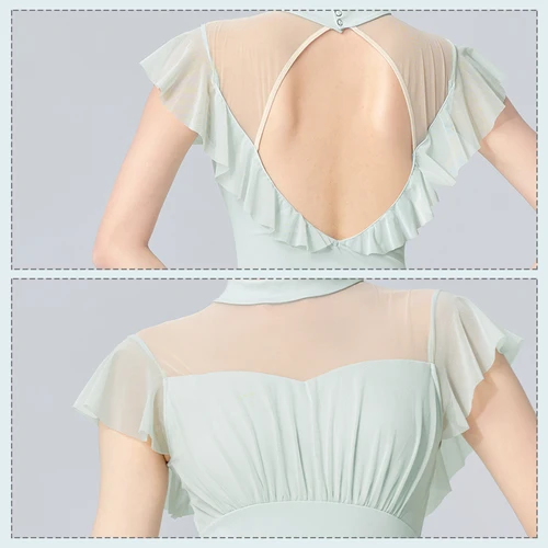 Imagen 2 del producto Leotardo de Ballet negro para mujer, leotardo de baile de manga corta, mono gimnástico de alta elasticidad, trajes de bailarina para chicas adolescentes para bailar