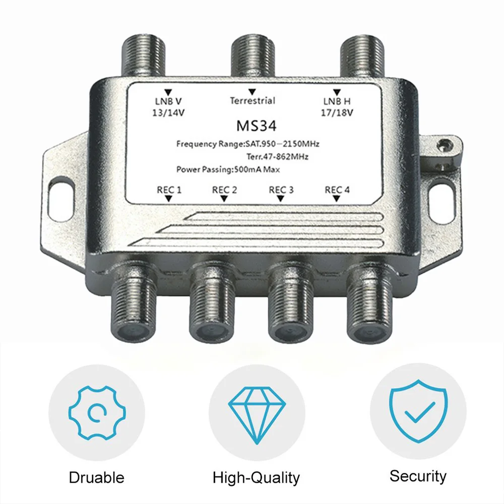 3x4 Satellite Multi Switch 3 in 4 TV Satellite Splitter FTA LNB Switch Antenna Cable MS34EZ For Cascade Satellite Separation RF