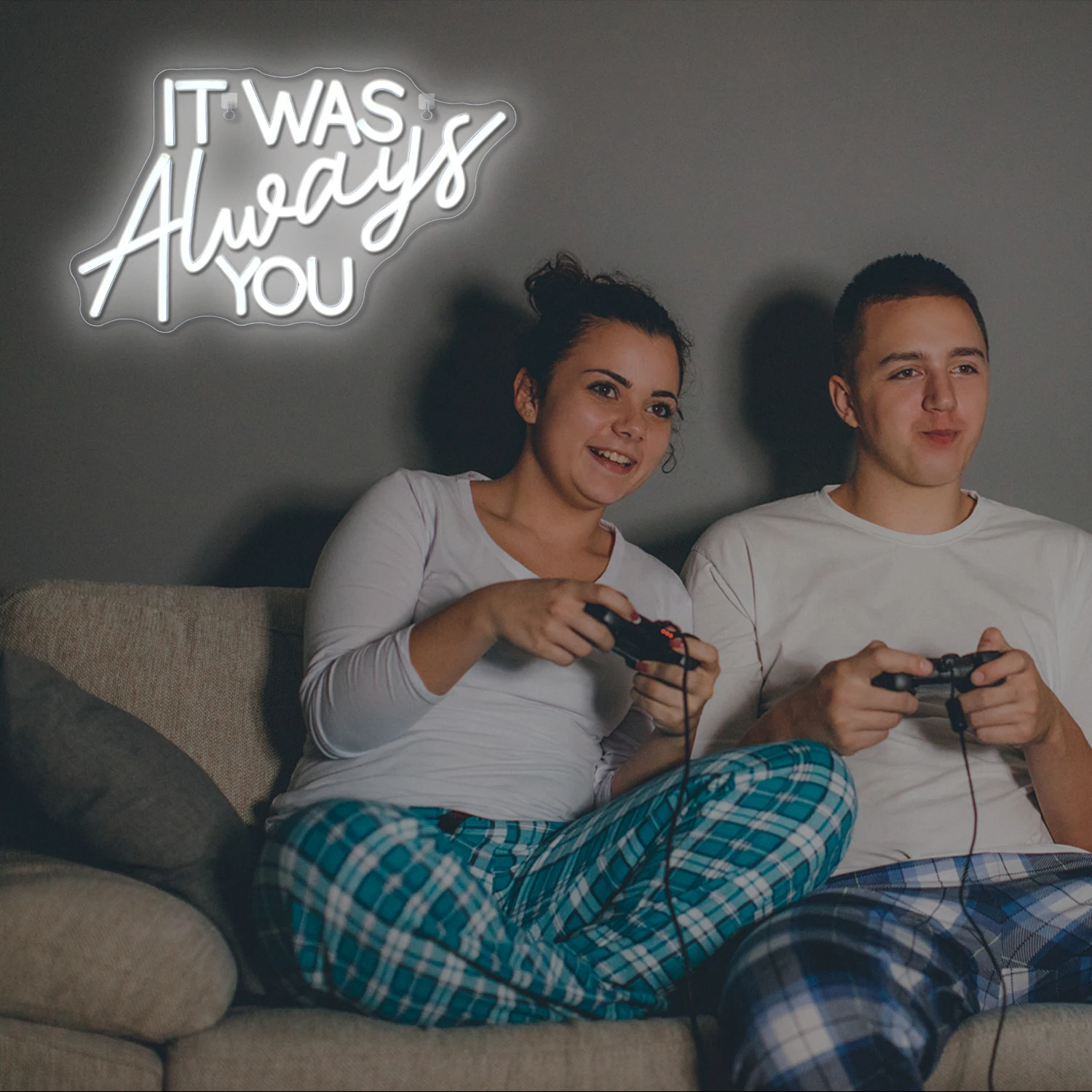 It Was Always You Neon Sign LED Neon Light Wall Art Decor Lights for Wedding Party Bar Anniversary Engagement Gifts Neon Sign