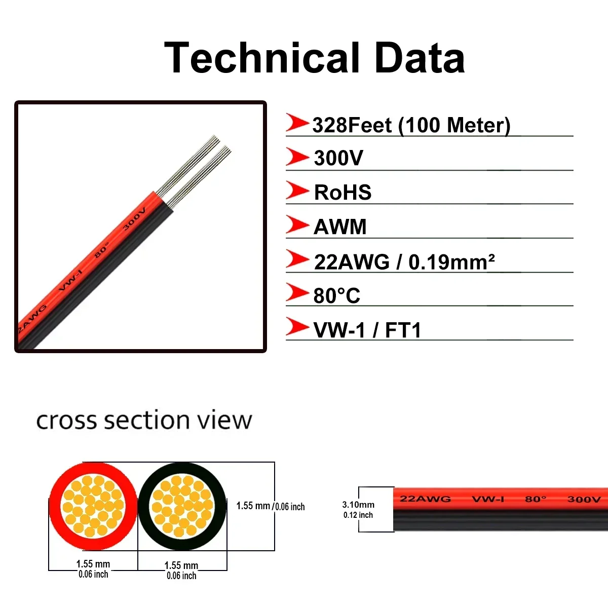 สายไฟฟ้า2pin สายไฟ LED แบบยืดหยุ่น3-100ม. 18 20 22AWG สายต่อพ่วงสำหรับ5050 3528แถบไฟ led แบตเตอรี่รถยนต์ของเล่น