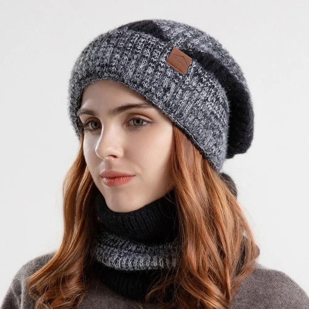 zachte wintermuts sjaal set stijlvol ontwerp dikker thermische gebreide muts thermische bescherming fleece gevoerde warme wollen muts dames/heren