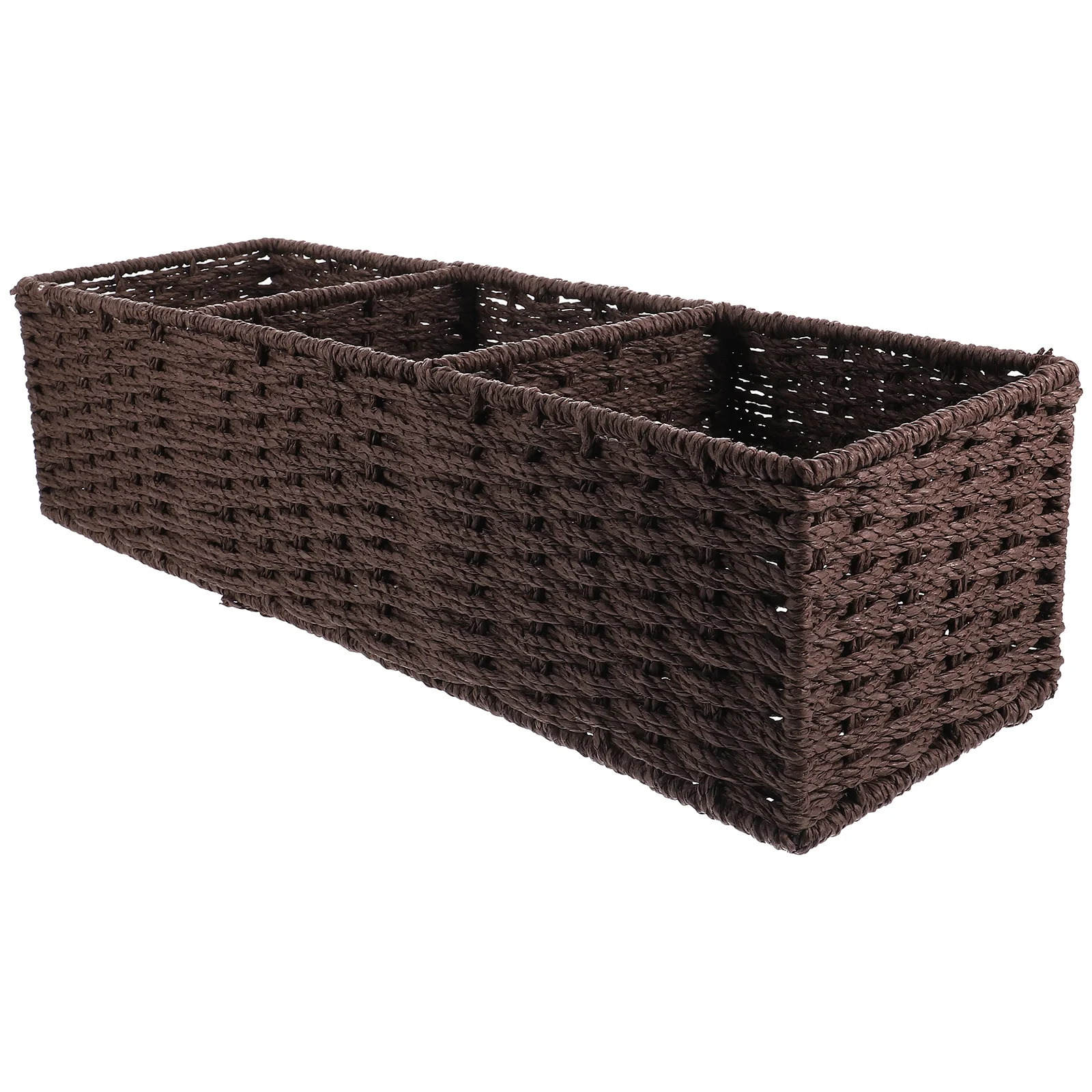 

Rustic Woven Storage Basket Household Organizer Divided Container For Bathroom Living Room Kitchen Office Decorative Multi-Use