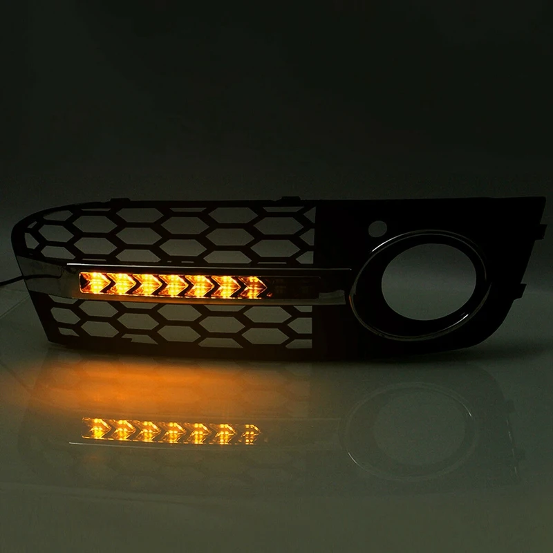 8E0807681 Front Bumper LED Fog Lights Lamp Grill Flowing Turn Signal Light For- A4 B6 2001-2005 8E0807682