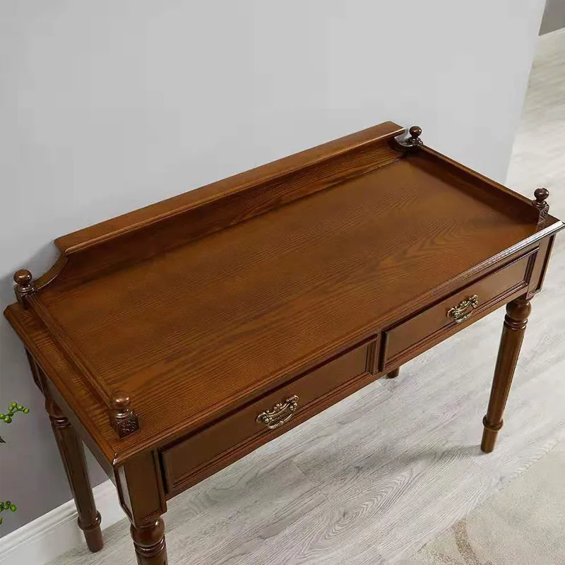 American all-solid wood desk bedroom home writing desk European simple small apartment computer study desk chair