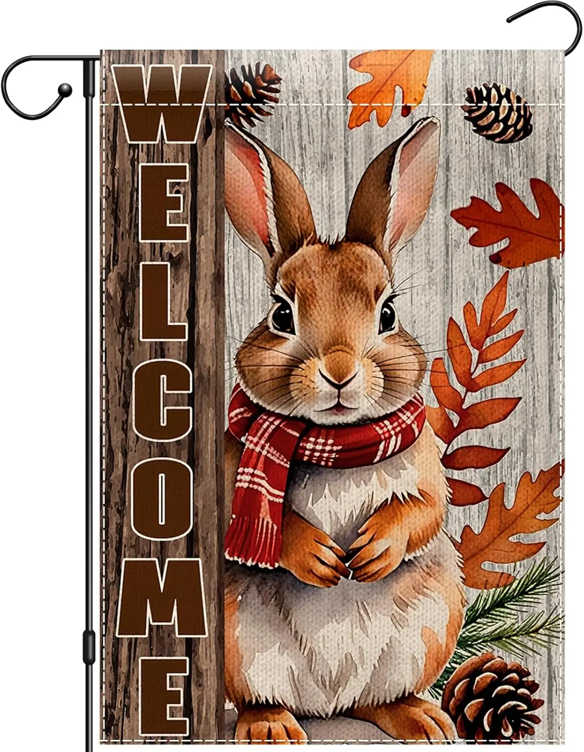 Welcome Fall Garden Flag 12x18 Double Sided, The Nut Squirrel Thanksgiving Yard Flags for Farmhouse Decor, Fall Autumn Rusti SSL