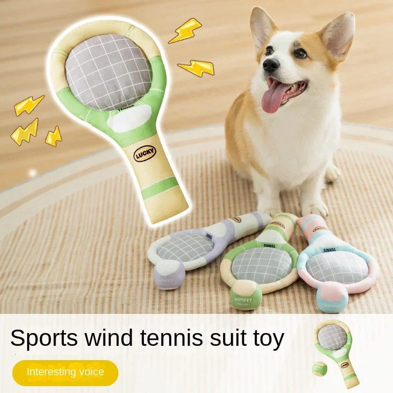 Dog Tennis Sound Paper Racket Toy Set Teddy Teething Companion Pet Supplies