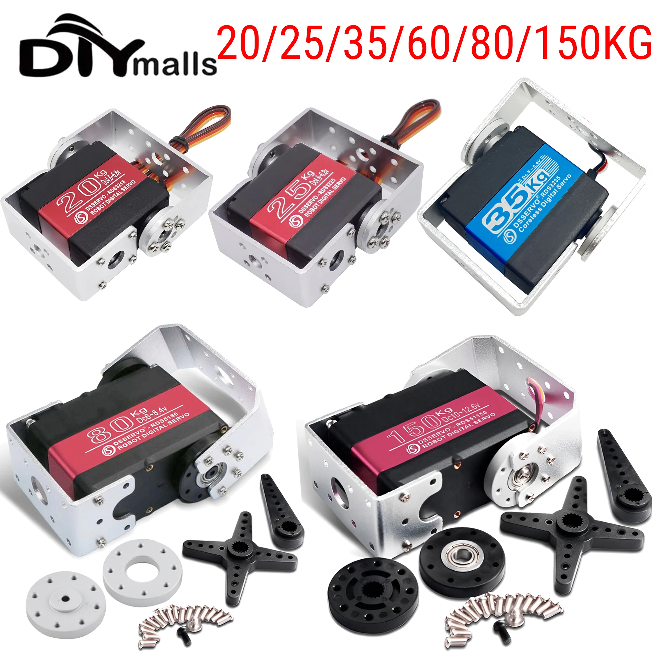 RDS3218 RDS3225 RDS3235 RDS5160 RDS5180 RDS51150 Serwo Cyfrowe Metalowe Serwo Robotyczne o wysokim momencie obrotowym Serwo Robotyczne 60KG 80KG 150KG
