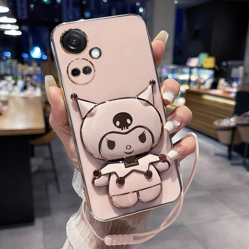 Зеркальный держатель K-Kuromi My Melody, чехол для телефона Huawei Mate 10 20 30 40 50 Pro Nova 9 8 7 SE 11 Pro, мягкий силиконовый чехол с покрытием
