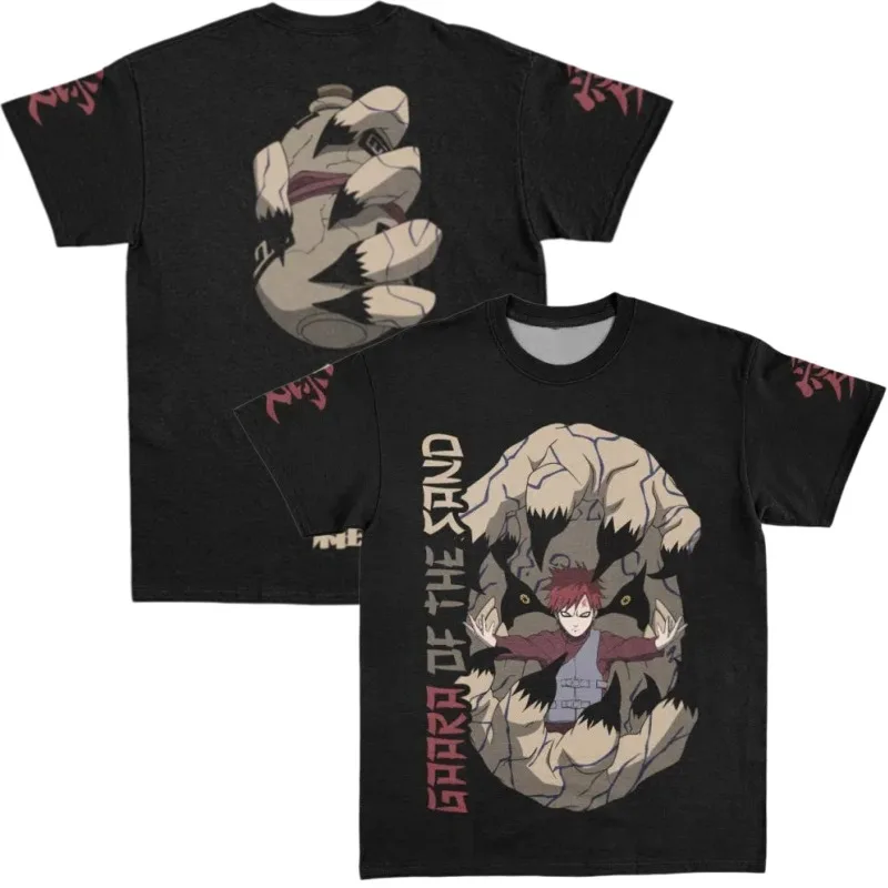 2026 New Naruto: Gaara Sand Theme T-Shirt Featuring A Print of Shukaku's Sand Gourd Unisex Trendy Casual Short-sleeved Shirt