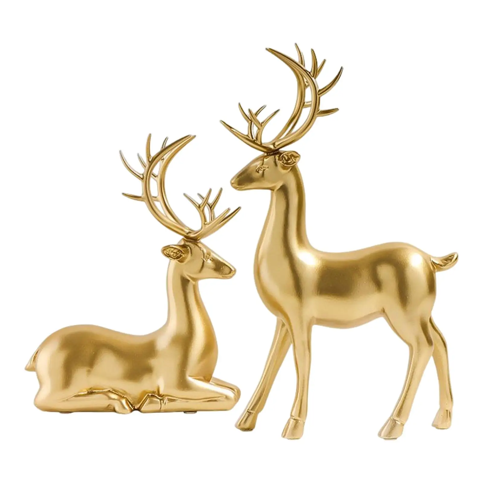 Deer Statue Standing and Sitting Resin Sculpture Reindeer Figurine Ornaments Stag Accents for Home Entrance Mantle Table Decor