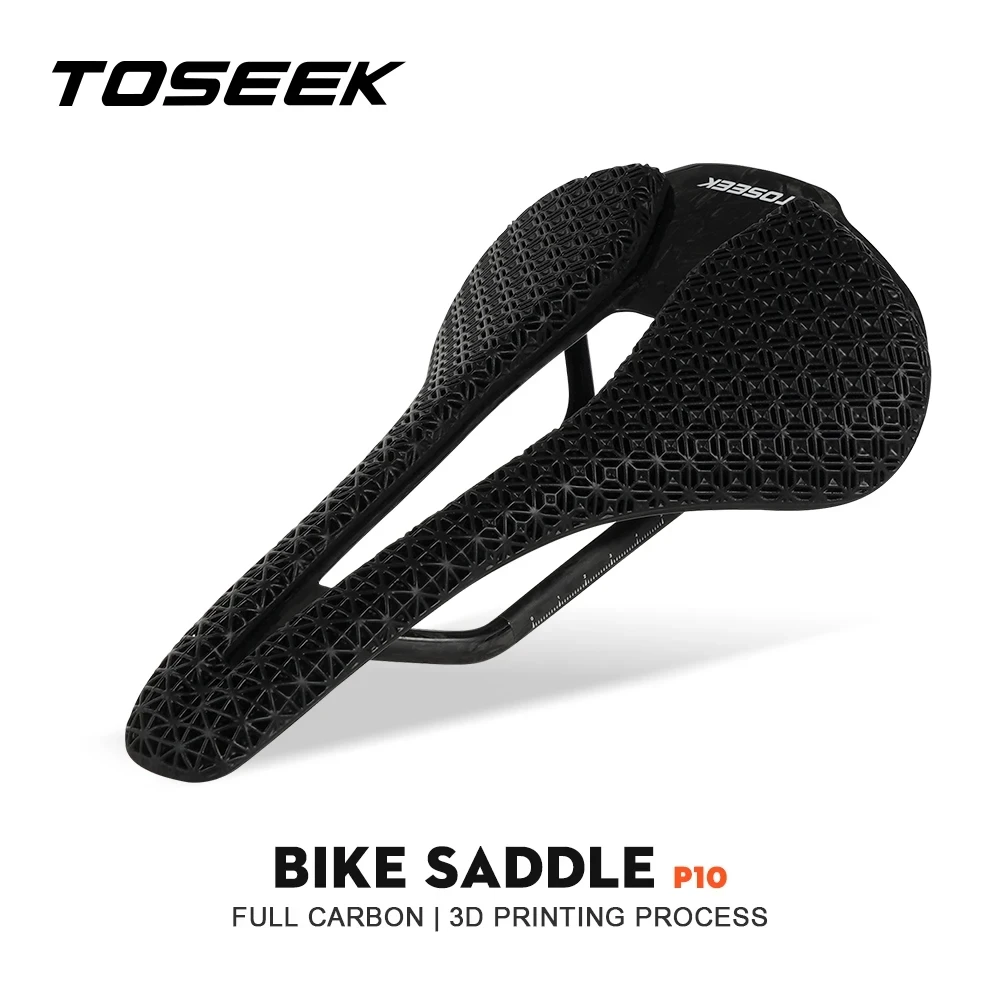 

TOSEEK P10 - 3D Printed Bicycle Saddle Seat Carbon Fibre Cushion Bicycle Road MTB Mountain Bike Seating Cycling Parts