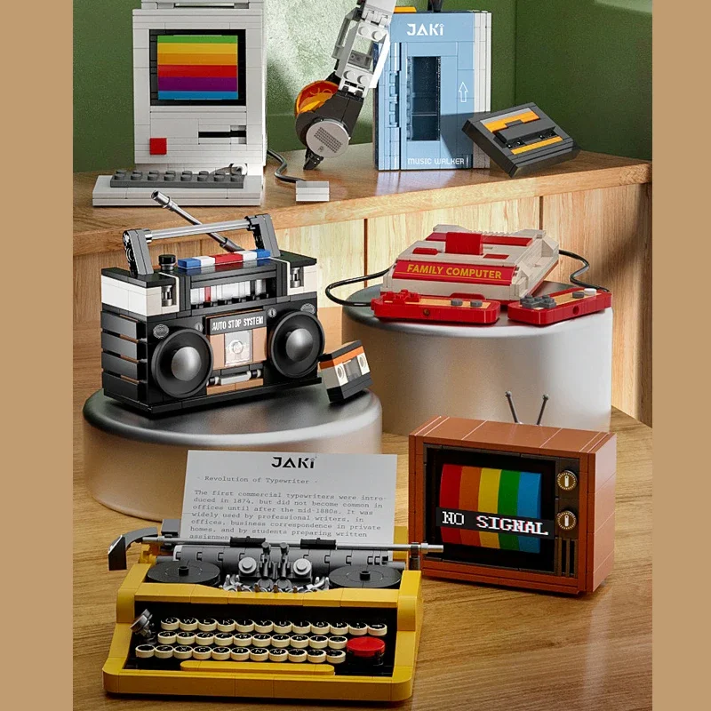 Creative Classic Typewriter Computer TV Building Blocks,City DIY Model Kit Brick Toys For Adults Kids Birthday Present Ideas