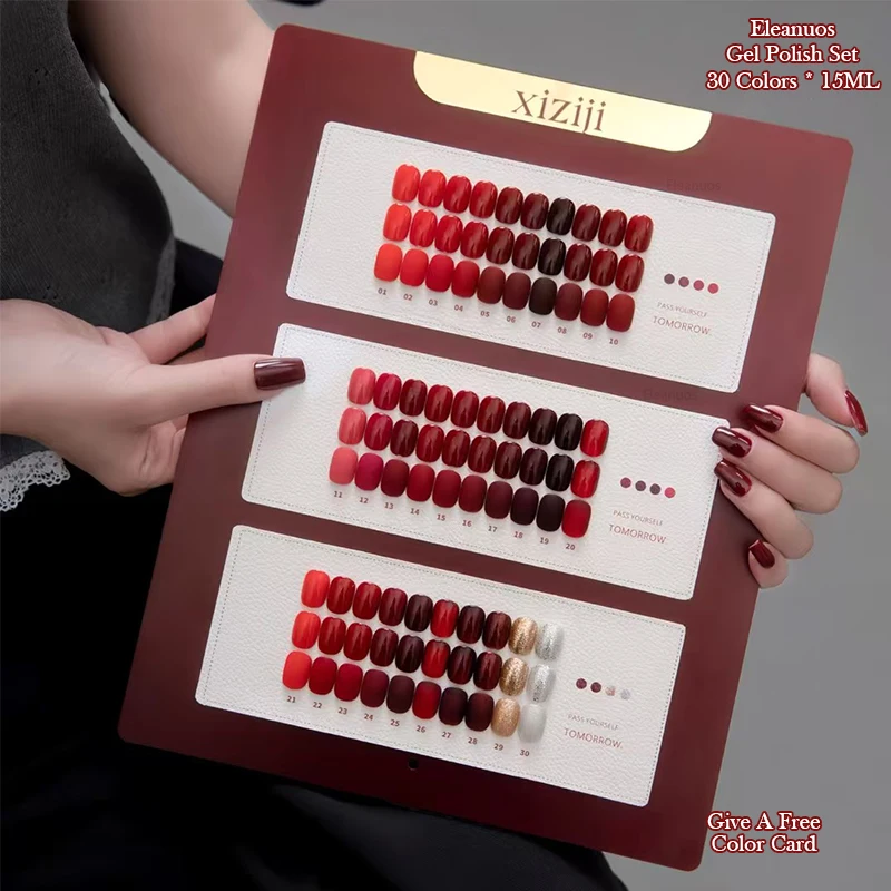 

Eleanuos rose red gel polishing 30PCS mixed semi permanent varnish Baijiu red nail glue ultraviolet salon primer retro red gel