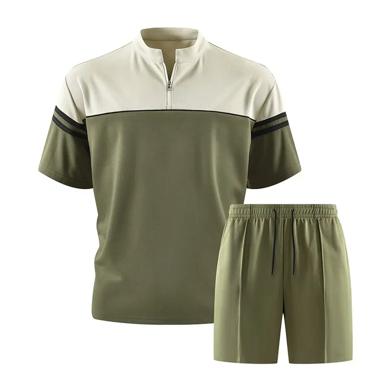 Summer New Arrival Classic Fashion Sporty Fitness Running Short Sleeve Polo Shirt Set Men's Casual Loose Oversized Two-Piece Set