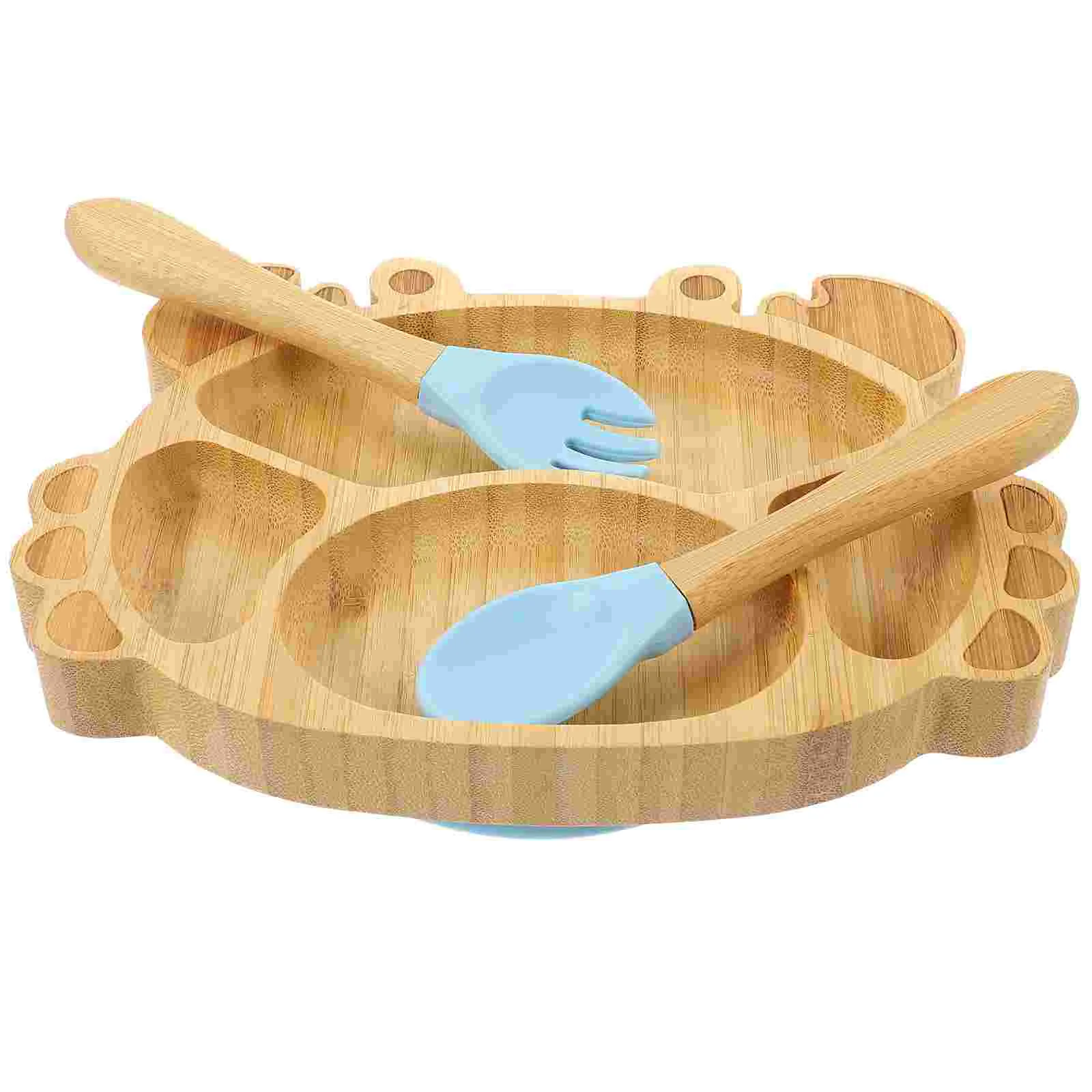 Bamboo Dinnerware Practical Baby Dish Suction Plates Cute Crab Kids Meal for with Silica Gel Eco-friendly