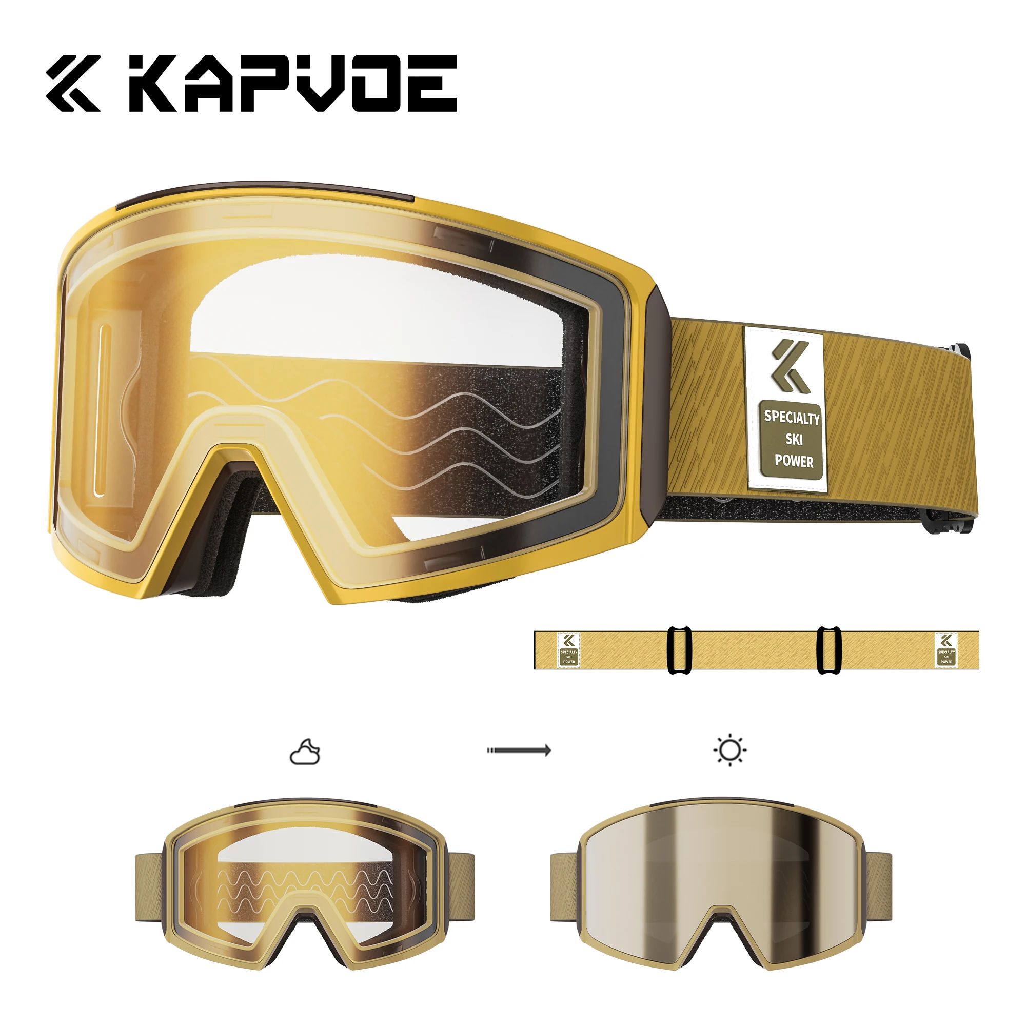

Kapvoe Photochromic Winter Ski Goggle Snow Anti-Fog Sunglasses Snowboard Mask Men Women UV400 Snowmobil Glassese Sports Eyewear
