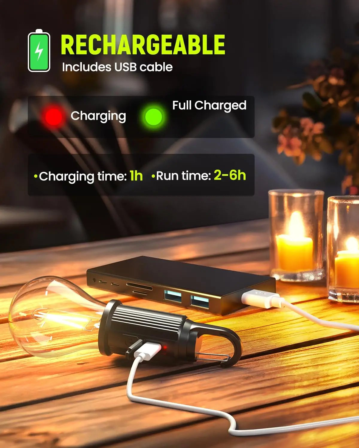 قابلة للشحن LED التخييم ضوء Type-C 400mAh 100LM خيمة مقاومة للماء فانوس مع هوك 3 وضع للمشي لمسافات طويلة الصيد في حالات الطوارئ في الهواء الطلق