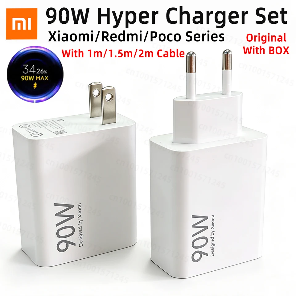

Оригинальное зарядное устройство XIAOMI 90W Mi Turbo Fast Charging Adapter EU US для Xiaomi 17 Ultra 15 15T 14 13 13T Poco F7 F8 X7 X8 M8 Redmi Note