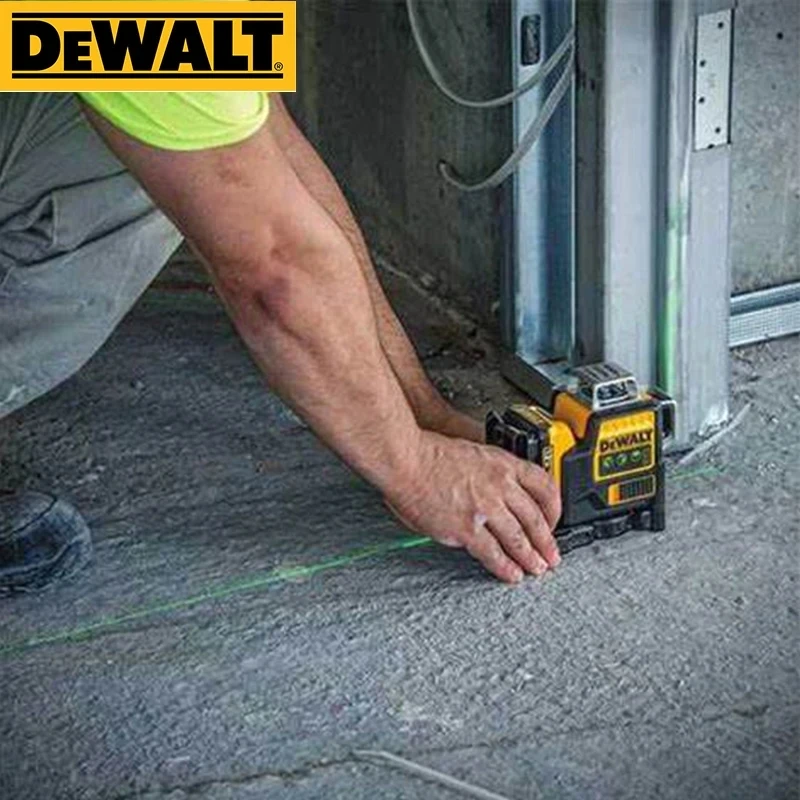 Dewalt 3 Sides*360 Degree Vertical 12 Lines Laser Level Horizontal Green Light Level Meter Outdoor For Dewalt 12V Battery