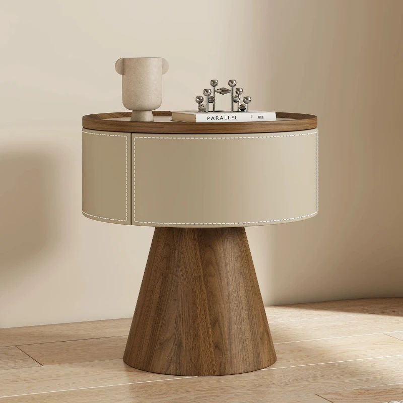 Real Wood Round Nightstands Cute Design Children Coffee Side Nightstands Drawer Dorm Essentials Criado Mudo Furniture Bedroom