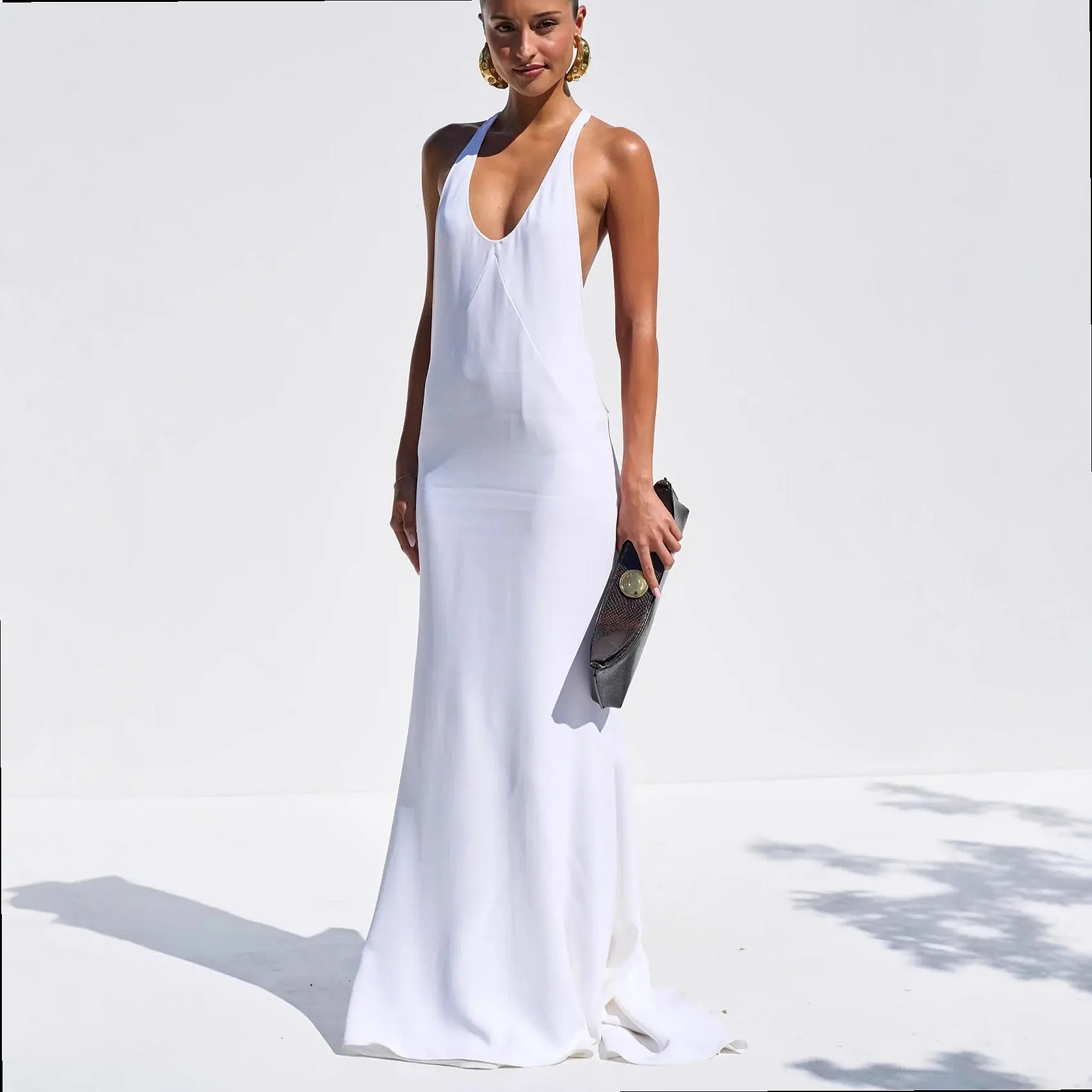 White Maxi Dress Summer Sleeveless Dresses for Women Bodycon Jumpsuit Playsuit - view 5