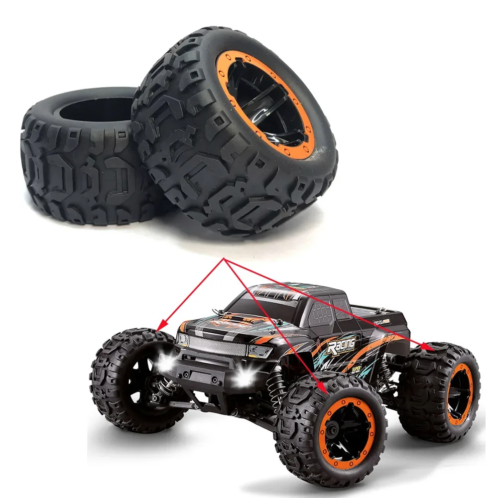 Pneus e Rodas Jantes para Wltoys 124018 124019 144001 124017 124016 HBX 16889 1/16 RC Car, peças de atualização de tamanho grande, 80,5mm