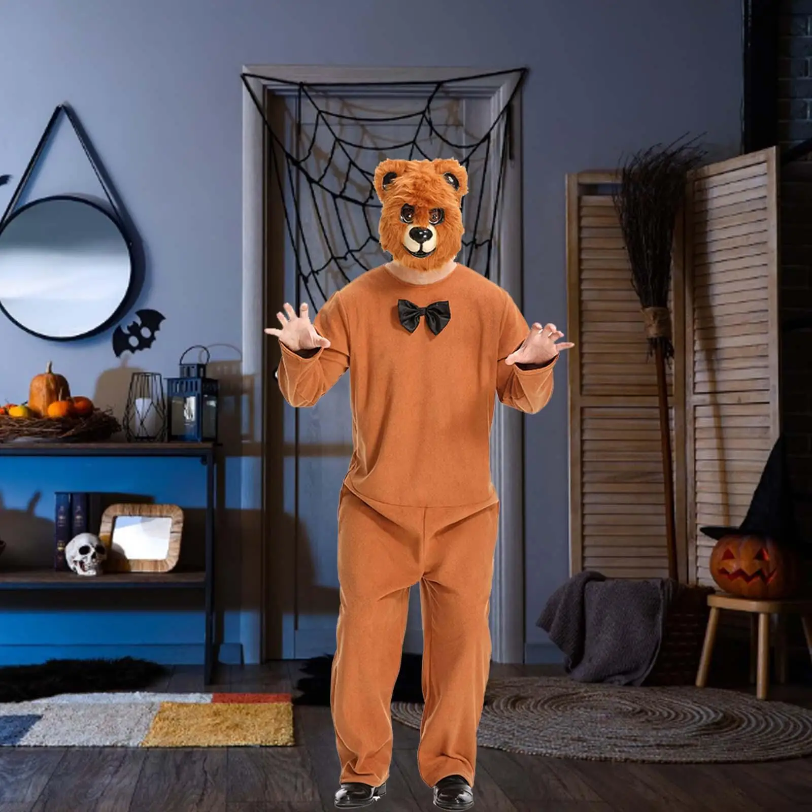 

Adult Bear Costume Cosplay with Mask Decorative Bear Suit Outfit for Party Supplies Dress up Fashion Show Performance Role Play