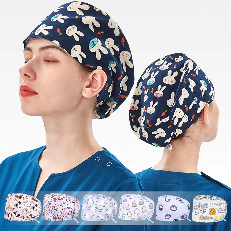 

Японские толстые хлопковые шапочки-скрабы, хирургическая медицинская шапка с начесом, шнурок для шеф-повара, детская ветеринарная шапочка для ухода за здоровьем K757