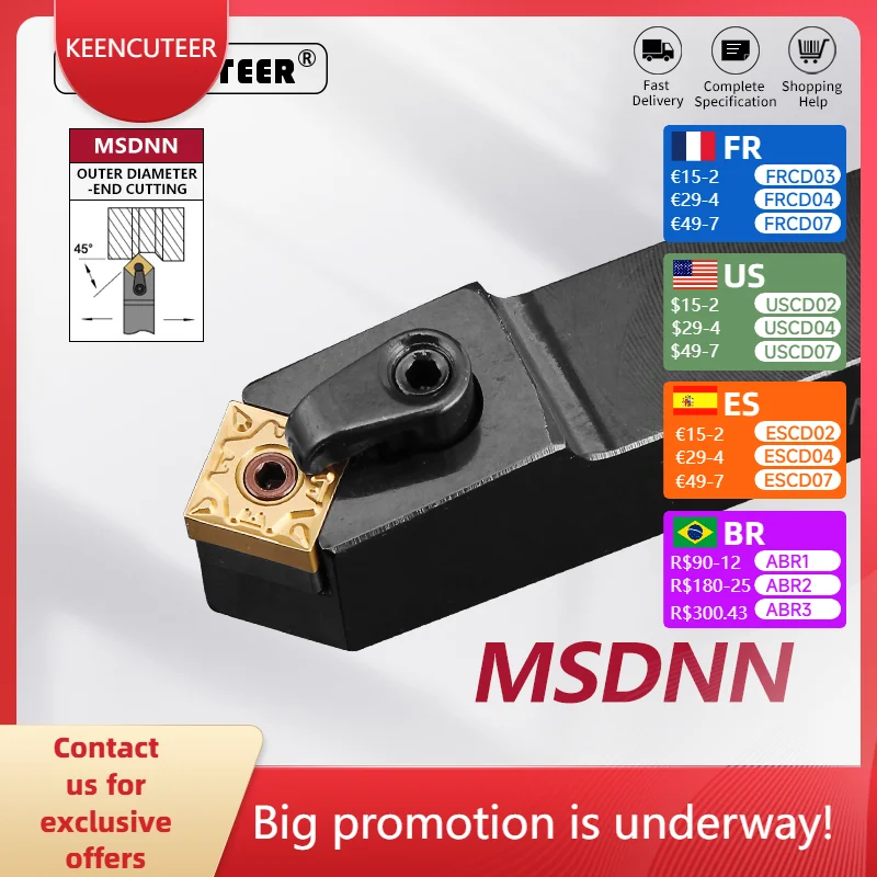 

MSDNN1616 MSDNN2020 MSDNN2525 MSDNN3232 External Turning Tool MSDNN Lathe Bar Turning Holder CNC Cutting Tool Cutter Bar