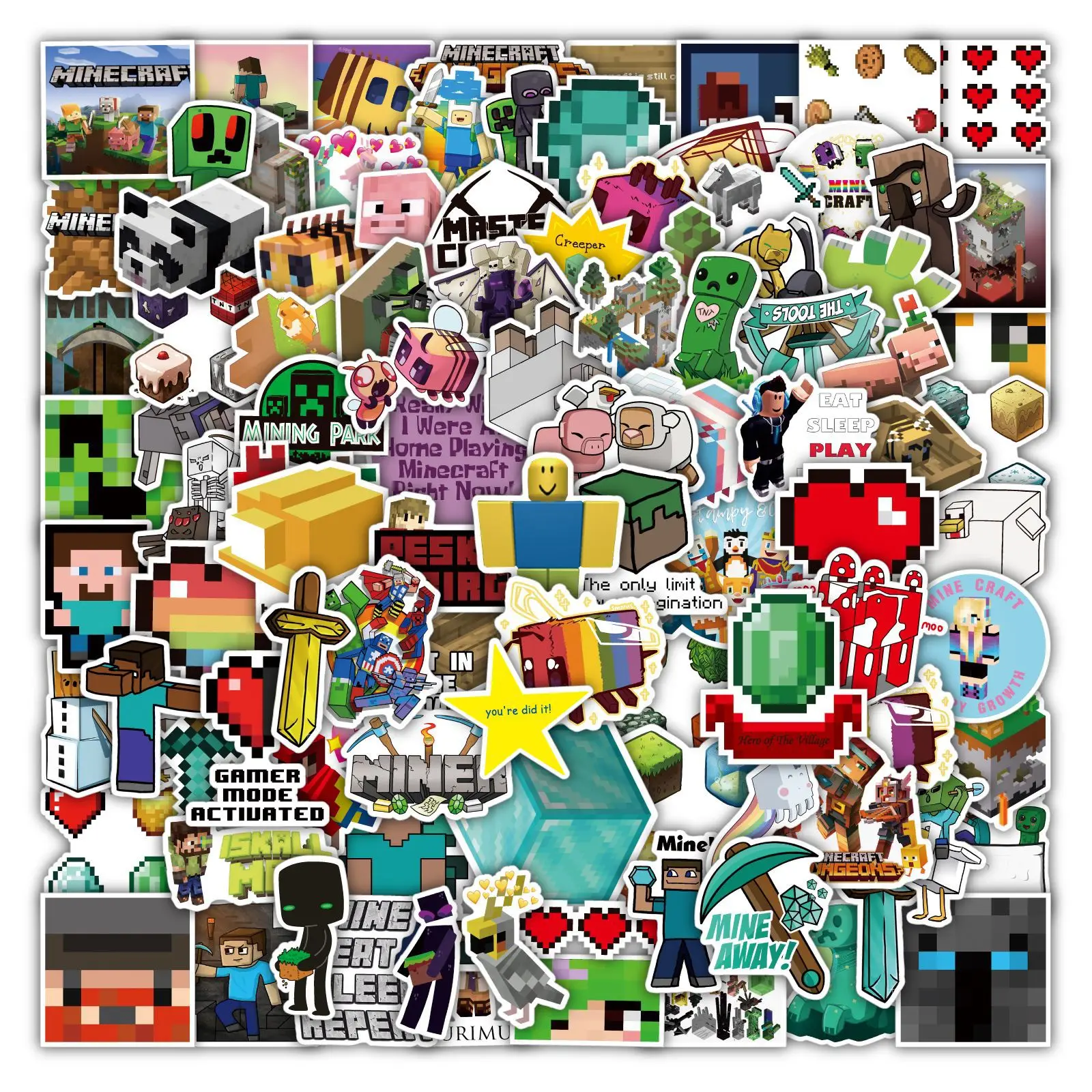 50/100pcs Cartoon Game Minecraft Anime Stickers DIY Decorative Phone Skateboard Luggage  Icebox Decals for Kids Toy