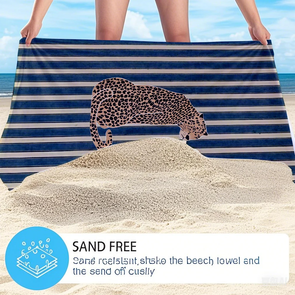 Leopard Striped Backdrop Oversized Microfiber Beach Towel Sand Proof Quick Dry Absorbent for Swimming Pool Travel Camping
