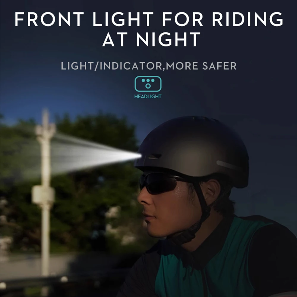 Smart Bike Helmet 1080p@30fps Camera 8 Hours Video 1300mAh for E-Bike Electric Scooter Helmet w/ Safety Lights Shock Absorption