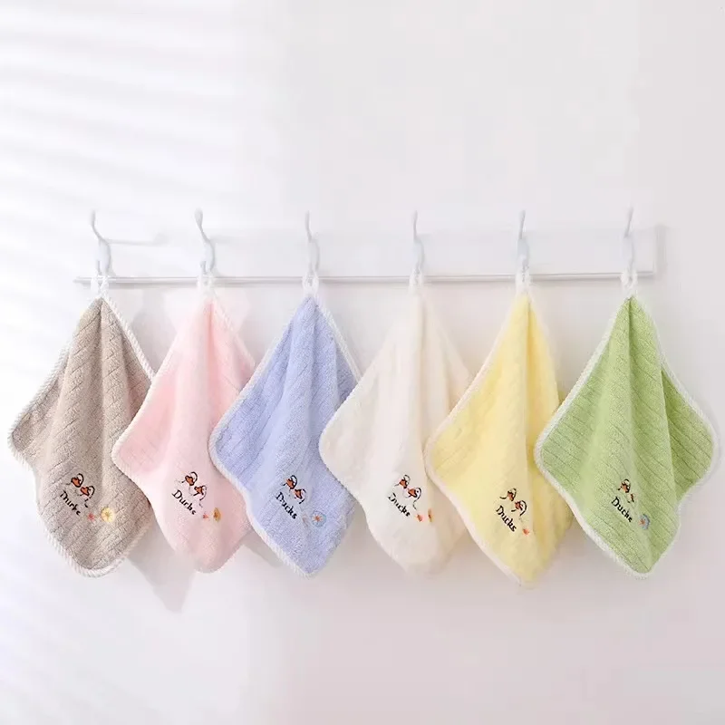 5pcs Set Baby Towel Coral Velvet Newborn Square Face Towels Soft Absorbent Cartoon Embroidery Animal Home Children\'s Hand Towel