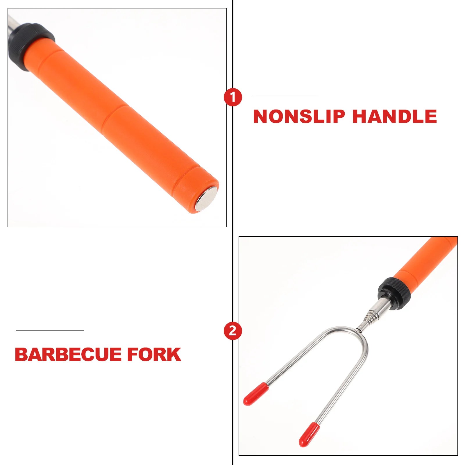 

8pcs Stainless Steel BBQ Forks Extendable Roasting Sticks Telescopic Skewers Flat Grilling Metal Kabob 86cm Storage Bag Camping