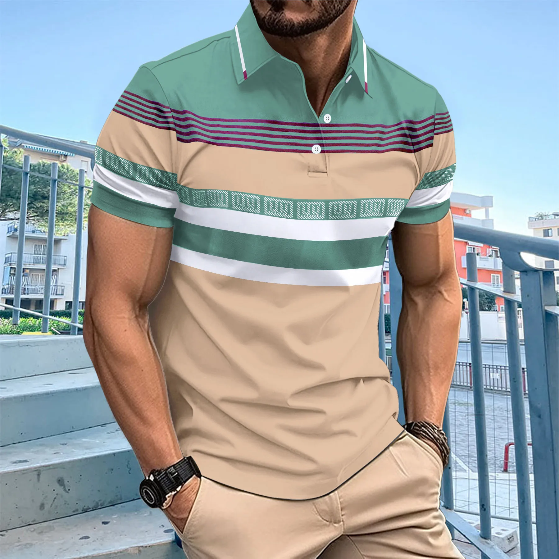 

Summer new casual men's fashion POLO cedar tide brand sports beach wear