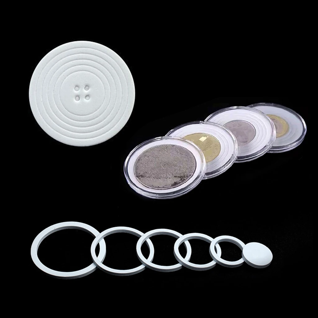 10Pcs Clear 46mm Coin Capsule Case with Adjustable Ring Gasket for 19mm/24mm/29mm/34mm/39mm/46mm Coin Holder Collection Supply