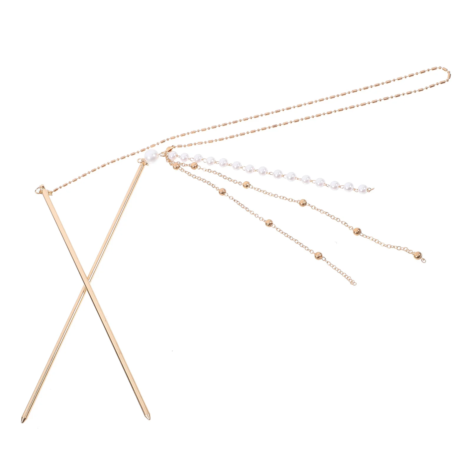 

Vintage Double Chain Tassel Hairpin Classical Chinese Style Stick Bun Holder Decorative Fork Zinc Alloy Hair Ornament For Women