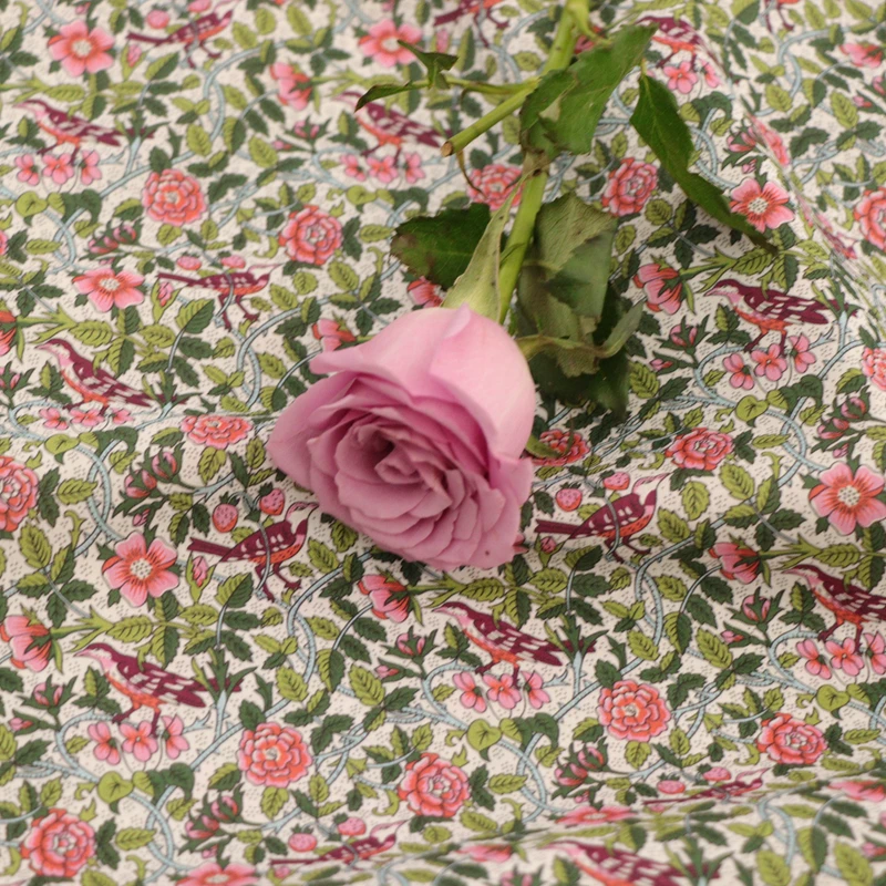 Bird Floral 100% Cotton 80S Like Liberty Fabric Digital Printing For Sewing Cloth Dresses Skirt Kids Designer Tissus Tissu