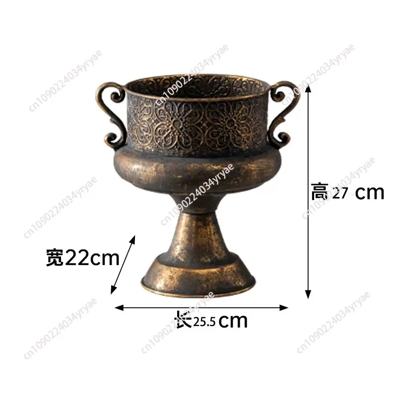 Vintage Bronze Trophy Bowl | Embossed Flower Pattern Pedestal Vase | Royal Home Decor