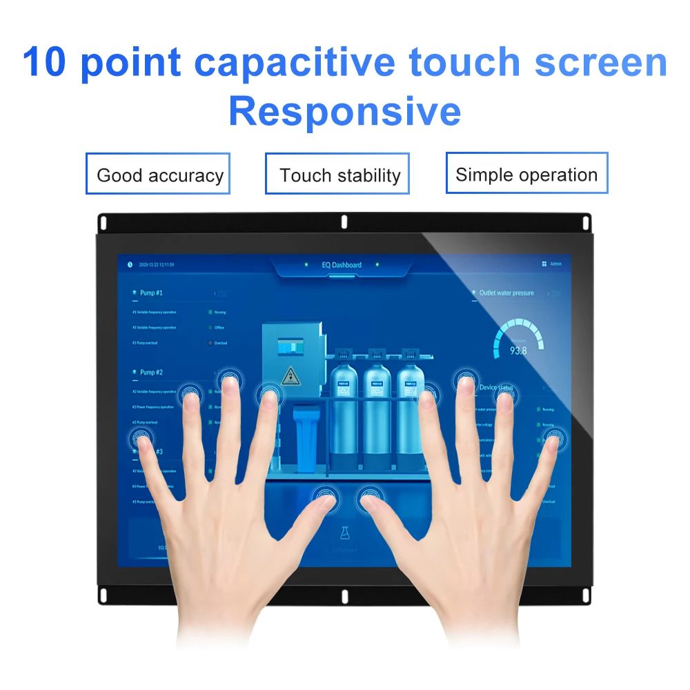10.1 15 Inch Outdoor Touchscreen Ip65 High Temperature Open Frame 1000nits IK10 Multi Touch Glass Capacitive Waterproof Monitor