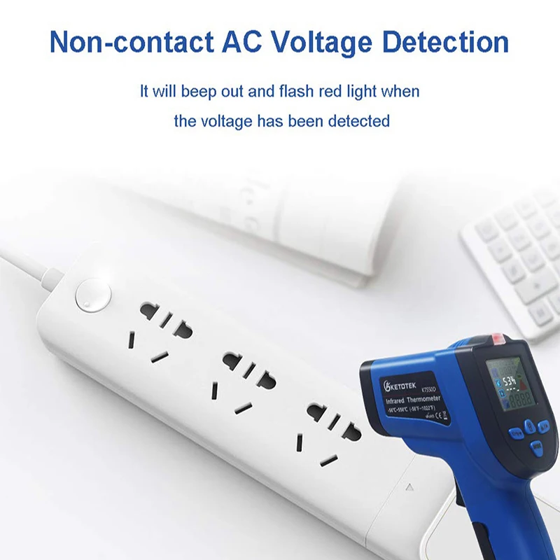 WENMEICE Infrared Thermometers With K-Type Probe Non-contact High Temperature Meter Imager Infrared Laser Thermometer