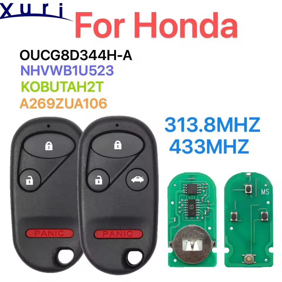 

Дистанционный брелок Xuri для Honda Civic Pilot Accord OUCG8D344HA NHVWB1U523 KOBUTAH2T A269ZUA106 313,8/433 МГц.