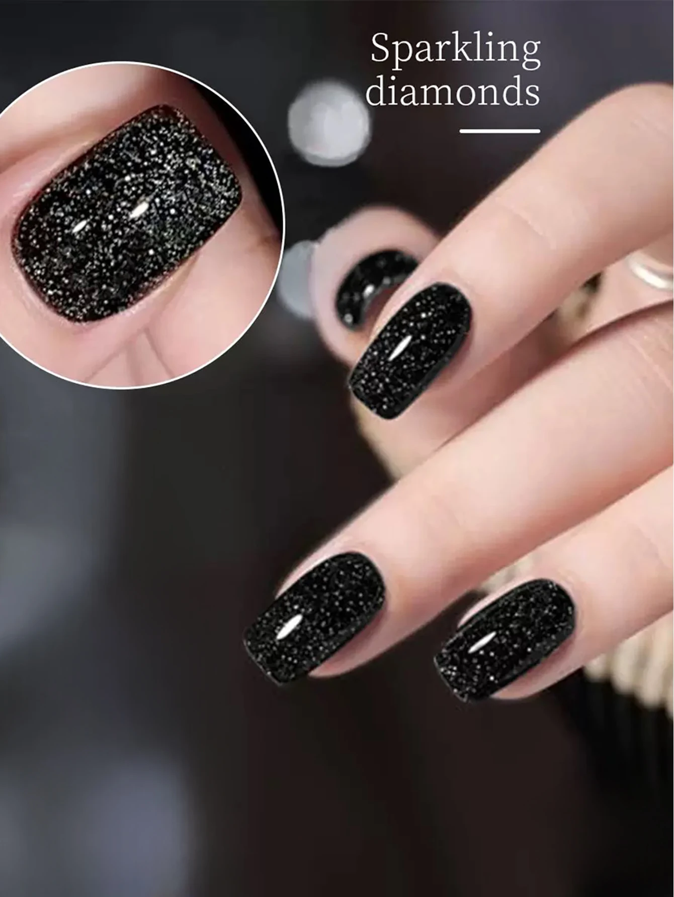 1pcs TC 새로운 스타일 깜박이는 검은 악어 다이아몬드 매니큐어 젤 인터넷 연예인 같은 스타일 화이트닝/인기 네일 아트