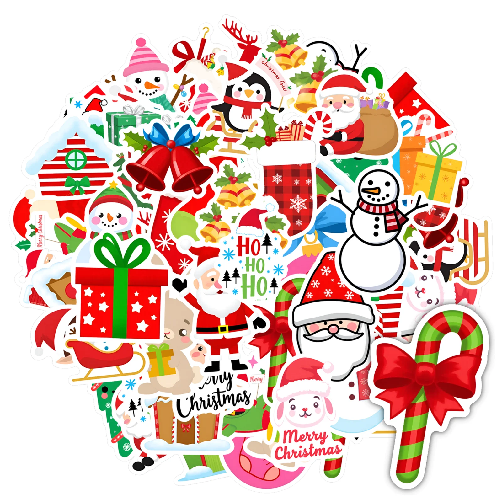35pcs-50pcs Festive Santa Claus Stickers Cute Gifts DIY Stickers Stickers For DIY Phone Laptop Scrapbook Bike Suitcase