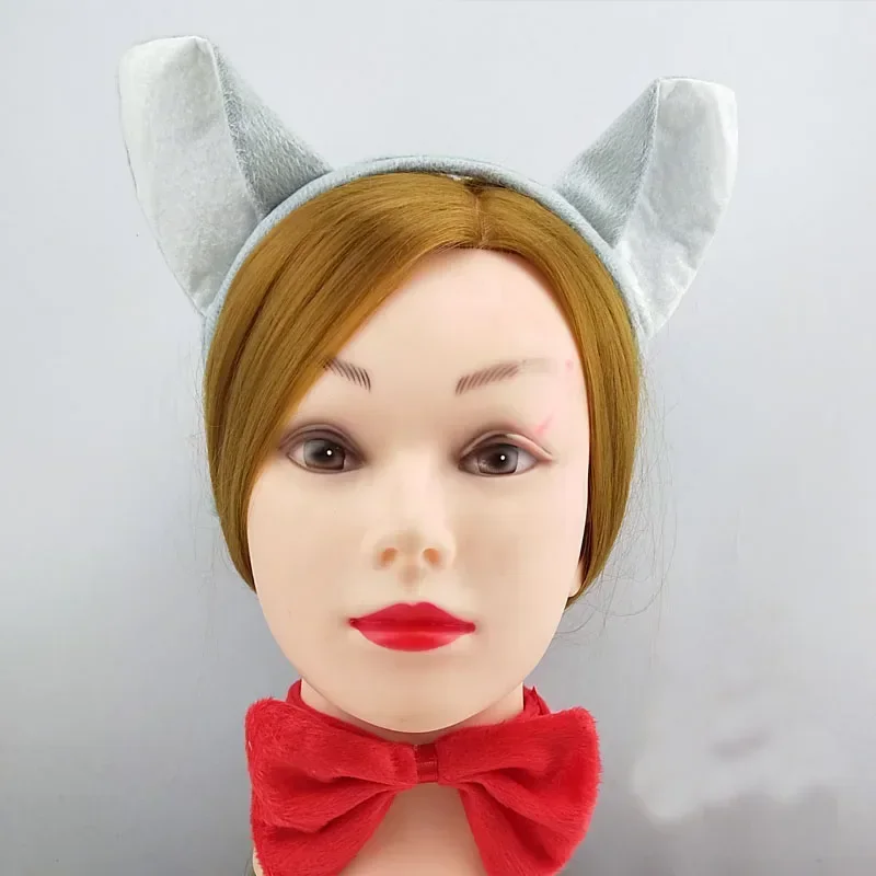 Fiesta mujer niño niña Anime Lobo regalo de cumpleaños diadema cola pata Animal bandas para el cabello felpa disfraz de Halloween Cosplay