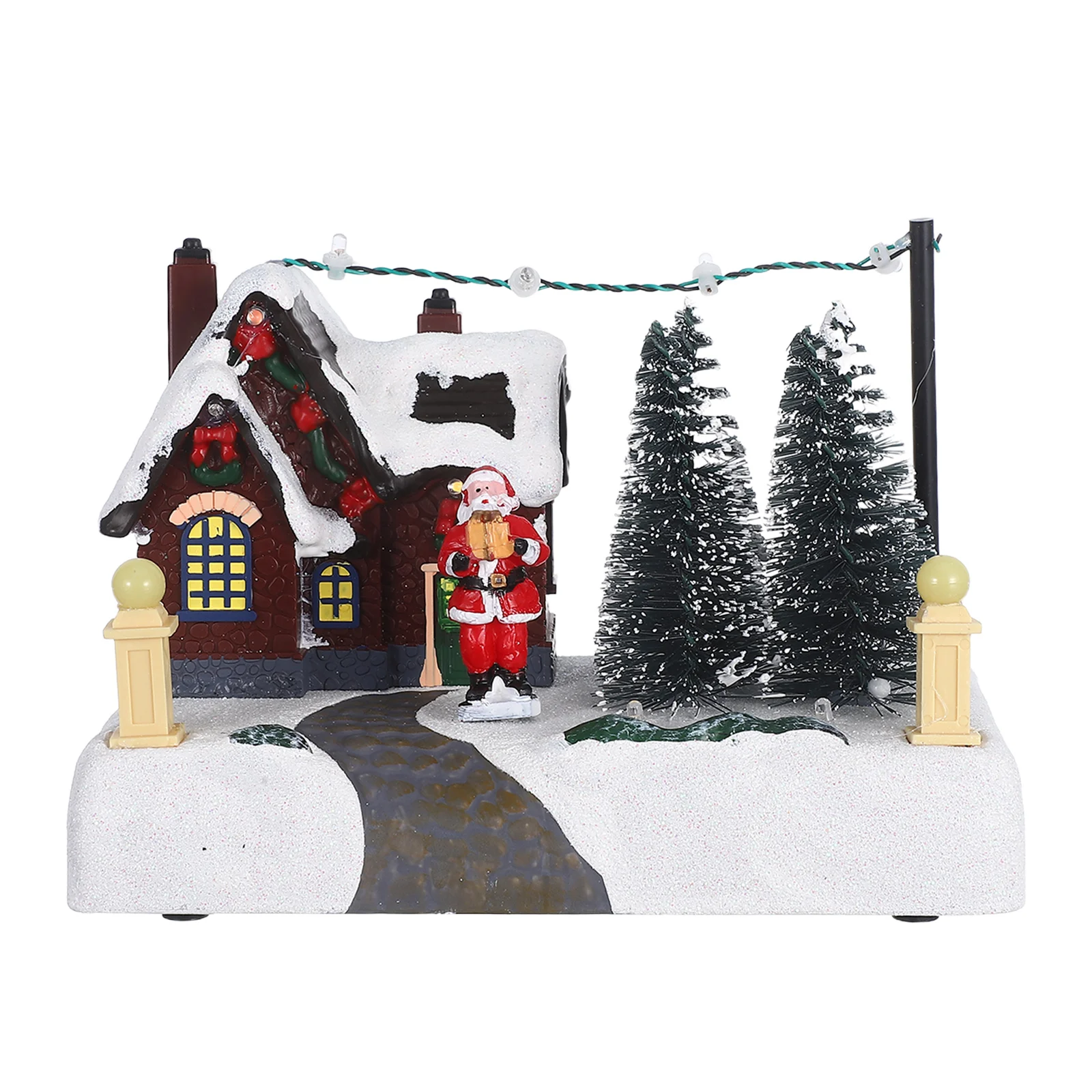 الراتنج عيد الميلاد متوهجة زخرفة مضاءة الموسيقية ديكور المناظر الطبيعية الصغيرة للمنزل مكتب عطلة عرض طاولة احتفالية