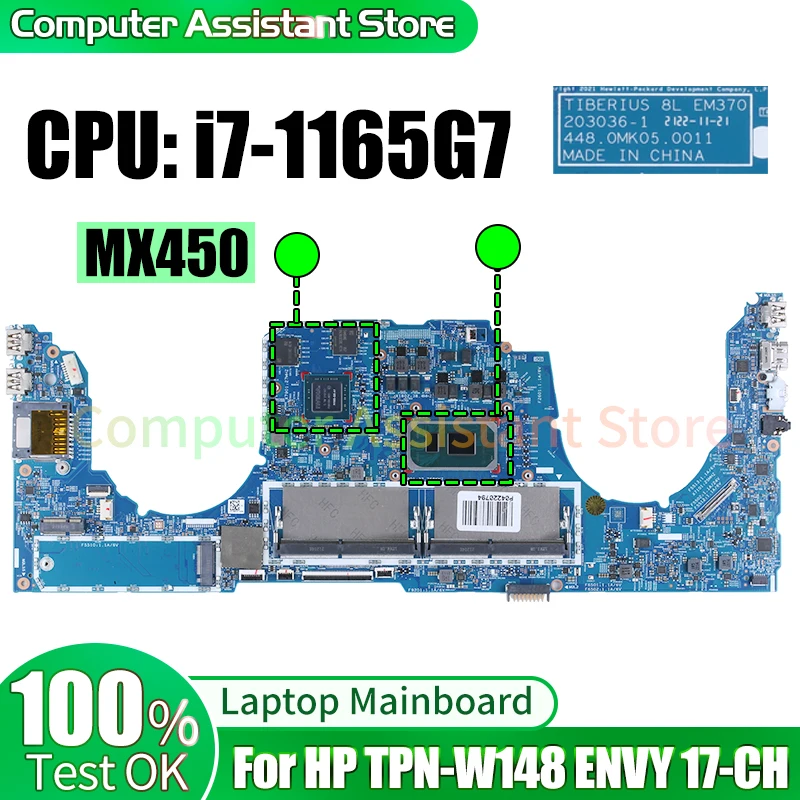 

For HP TPN-W148 ENVY 17-CH Laptop Mainboard 203036-1 M45794-601 i7-1165G7 Notebook Motherboard