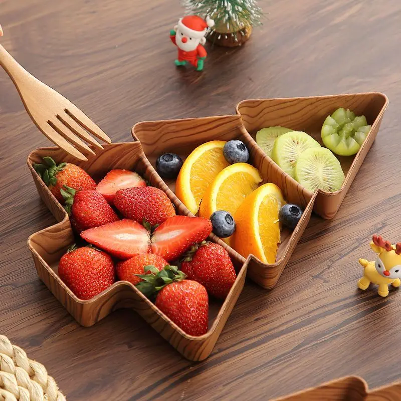 صينية الوجبات الخفيفة لشجرة عيد الميلاد الخشبية - طبق تقديم طبيعي لحفلات العطلات، احتفالي للمكسرات والحلوى والمقبلات #5