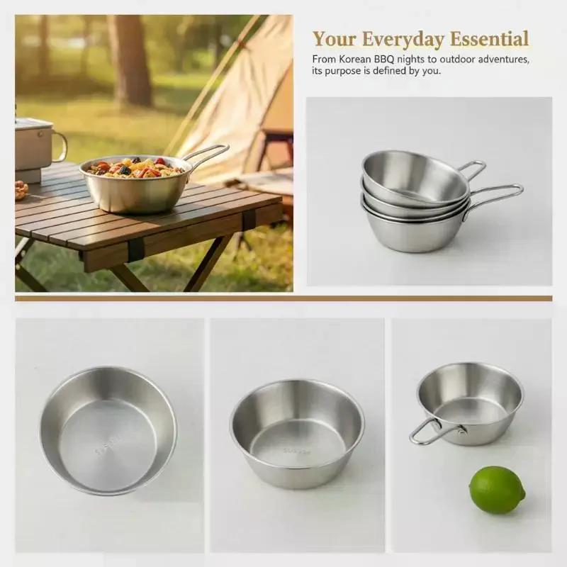 304 Stainless Steel Korean Handle Bowl For Family Kitchen Dining Non Toxic Easy Clean Tableware For Rice Soup