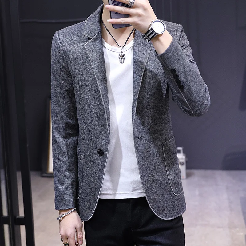 

HOO 2023 Men's New blazer Handsome One Button Leisure blazer